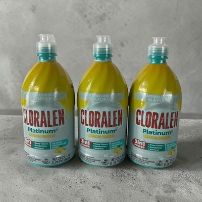 Cloralen Platinum Lemon Fresh Bleach Liquid Gel Splash-Free 20.29 oz 3-Pack