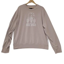 Free Spirit XXL Modernlux Pink Sweatshirt Desert Scene Cactus Birds