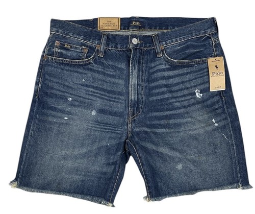 Polo Ralph Lauren Classic Fit Cut Off Denim Orlo Grezzo Jeans Pantaloncini Uomo Tg 34 Nuovi