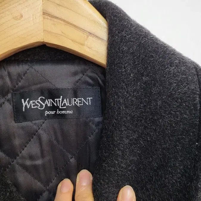 Yves Saint Laurent Dark Gray Wool Coat, Men, Size 95 thumbnail 3