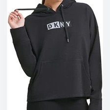DKNY Sport Women's Sweatshirt Size Small Block Letters Kangaroo Pockets
