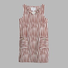 L.K. Bennett Annelin White/Brown Striped Linen Blend Shift Dress | UK 12