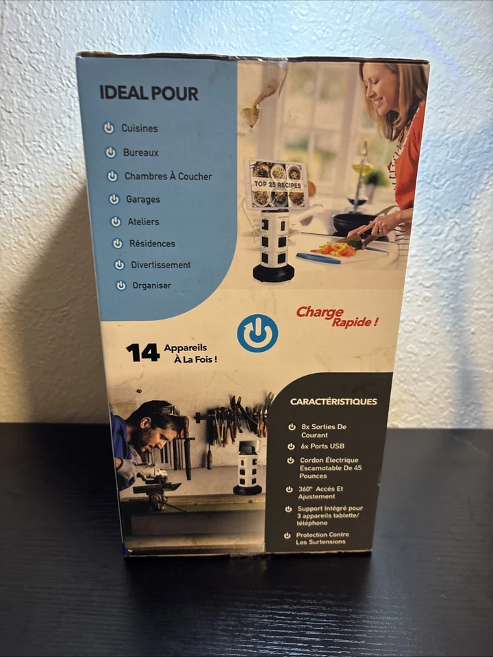 Estación de carga de energía giratoria Bell & Howell Deluxe | 4 tomas de CA y 6 USB | NUEVA Foto 2 de 4