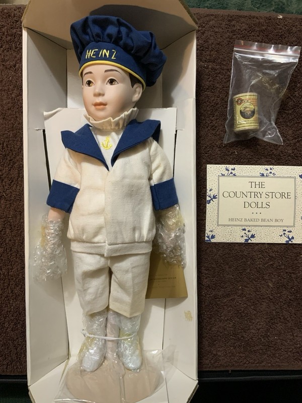 Franklin Mint Heirloom - Country Store “ Heinz Baked Bean Boy ” Porcelain Doll