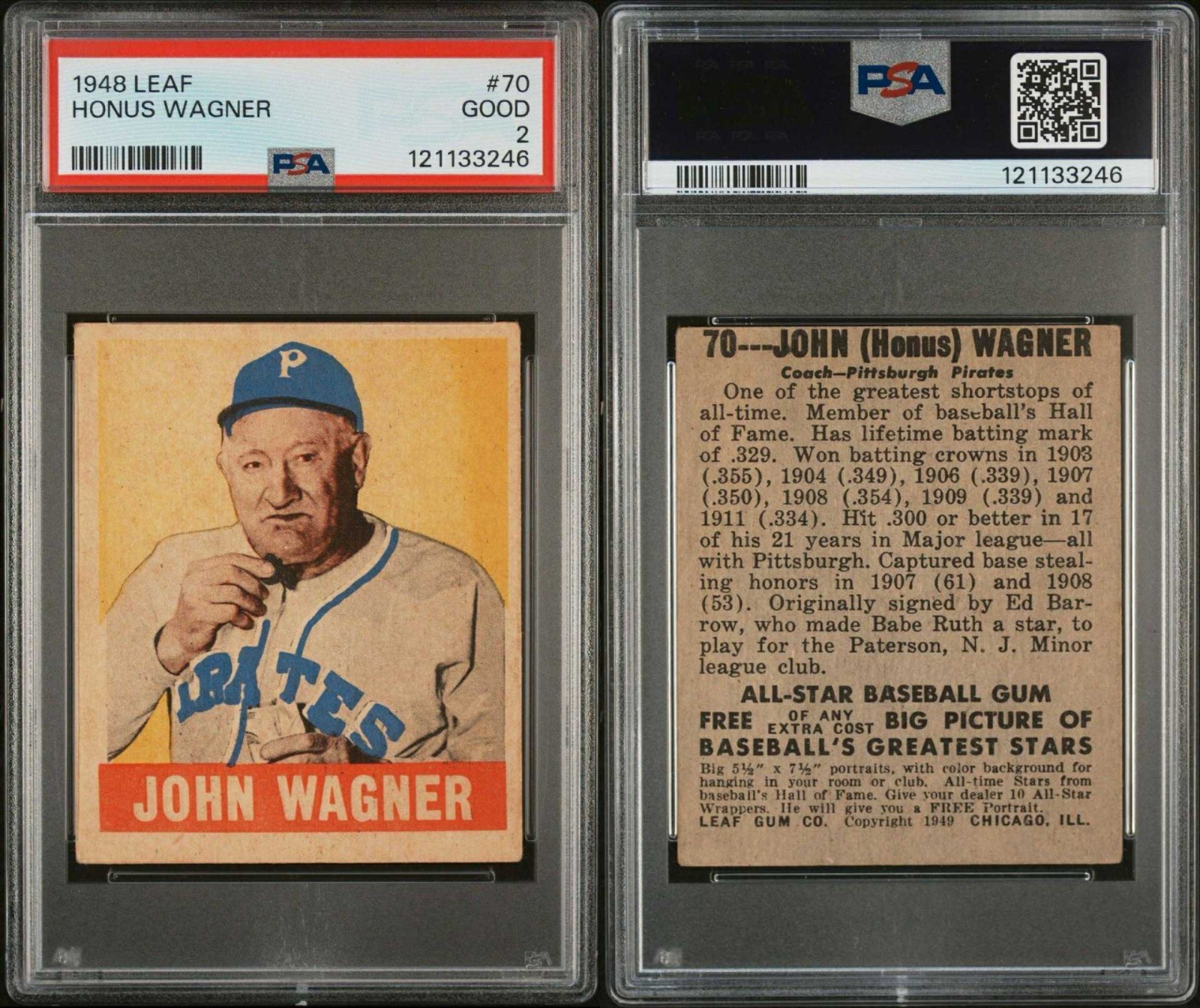 John 'Honus' Wagner #70 - 1948 Leaf - PSA 2 GOOD