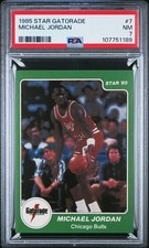 1985 Star Gatorade Slam Dunk Michael Jordan Rookie Card PSA 7 Near Mint. rookie card picture