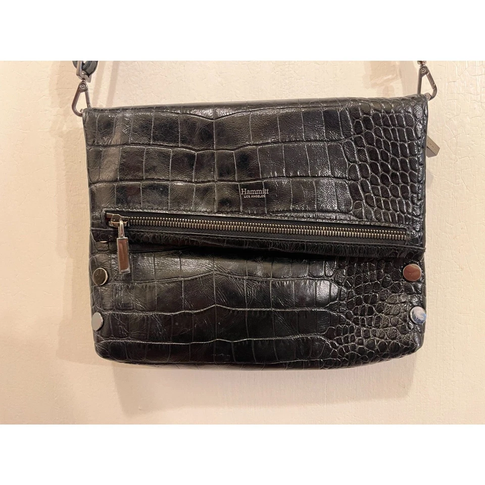 Hammitt Los Angeles Black Texture Shoulder Cross Body Handbag Women's Size Small - Image 2 of 4