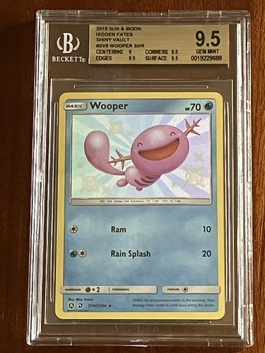 2019 POKEMON SUN & MOON HIDDEN FATES #SV9 WOOPER-HOLO BGS 9.5