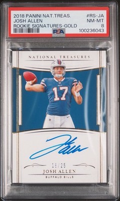 Josh Allen #RS-JA 2018 National Treasures Rookie RC On Card GOLD AUTO /25 PSA 8