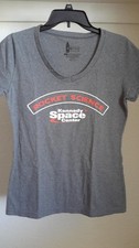 Rocket Science Kennedy Space Center Women L T-shirt Gray V-neck Made in USA