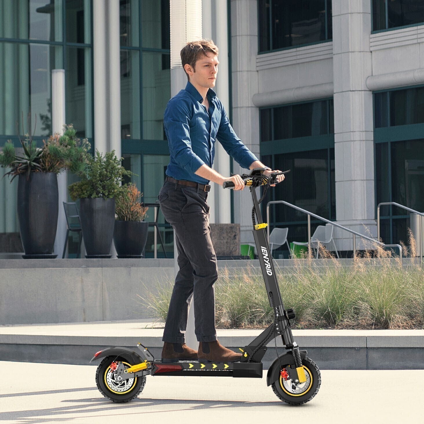 IENYRID Adult Electric Scooter With Seat 800W 48V 10"Foldable Commuter E-Scooter