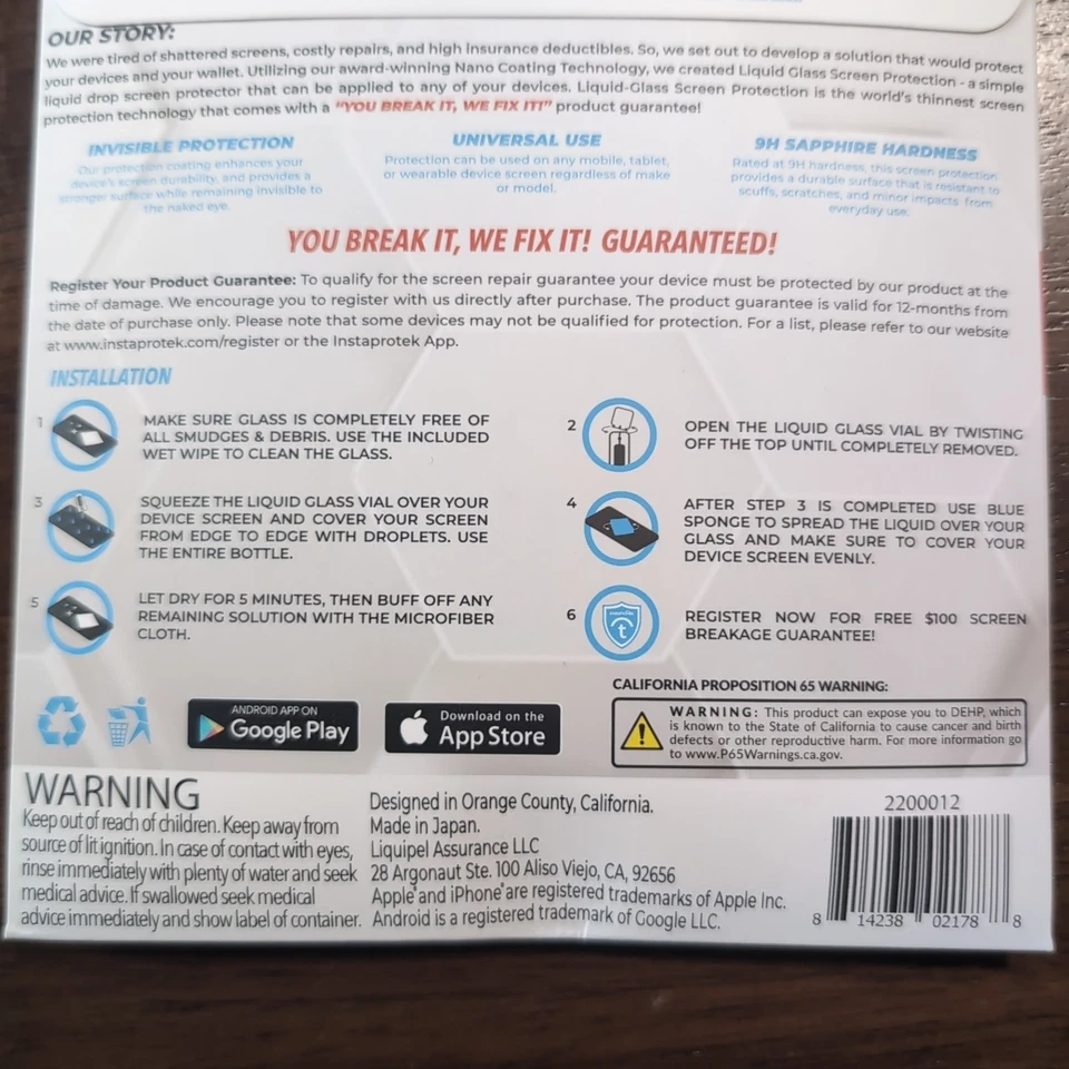 Protección Pantalla Vidrio Líquido Liquido Liquipel Aplicación Universal Todos los Teléfonos Tabletas Foto 3 de 3