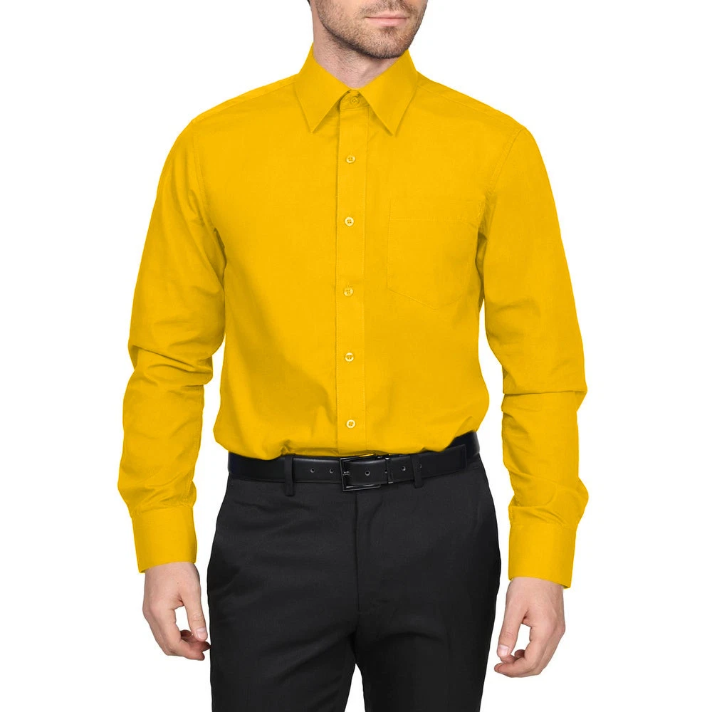 slim fit dress slacks Barry. Wang Mens Gold Dress Shirt Paisley Long Sleeve Button Down Shirt for Wedding, M main image 1