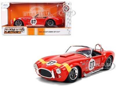1965 SHELBY COBRA 427 S/C #67 RED 1/24 DIECAST MODEL CAR BY JADA