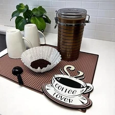 Mat for Coffee Bar 16"x12" – 0.30in Thick Non-Slip Rubber Countertop