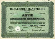 Hallescher Bankverein Kulisch Kaempf 1942 Halle Saale Wei&szlig;enfels Eisleben 1000 M