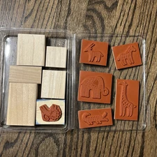 Stampin Up! Wild Things -  Wood Mounted Rubber Stamp Set 2000 RETIRED Uncut