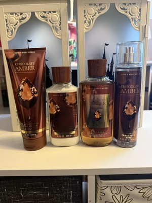 Bath & Body Works CHOCOLATE AMBER 4-Piece Set Mist, Wash, Cream, Lotion New
