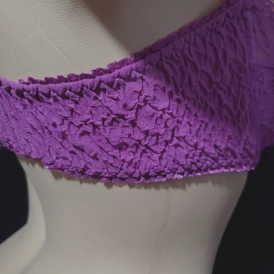 LANE BRYANT CACIQUE Semi Sheer Bra PURPLE LACE Underwire Unlined 34C - Image 3 of 4