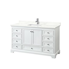 Wyndham Collection WCS202060S-QTZ-UNSMXX Deborah 60" - White / Giotto Quartz Top