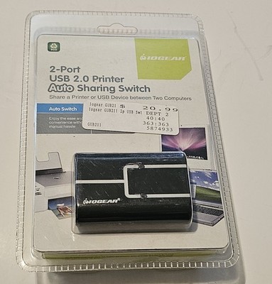 IOGEAR GUB211 USB 2.0 Printer Auto Sharing Switch 2-Port NEW Sealed