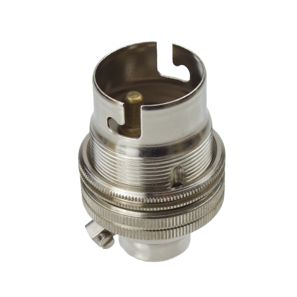 BC | B22 | Bayonet Cap Nickel Lampholder With 5/8"" x 26 TPI Entry Thread 6661876