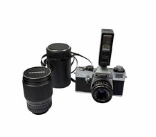 Vintage Pentacon Hanimex Praktica LB SLR 35mm Film w extra Lens Flash TESTED