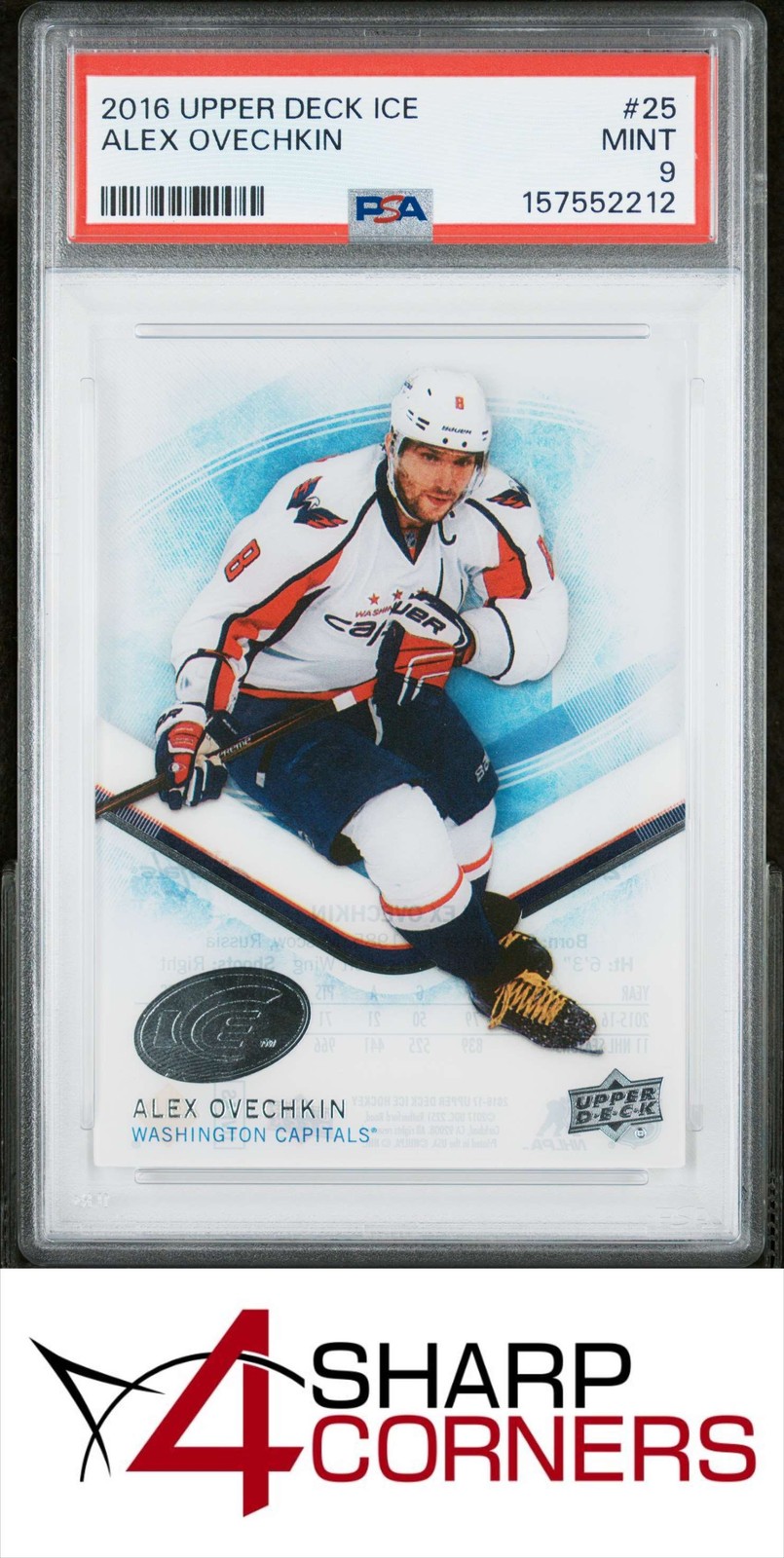 2016 UPPER DECK ICE #25 ALEX OVECHKIN CAPITALS POP 1 PSA 9