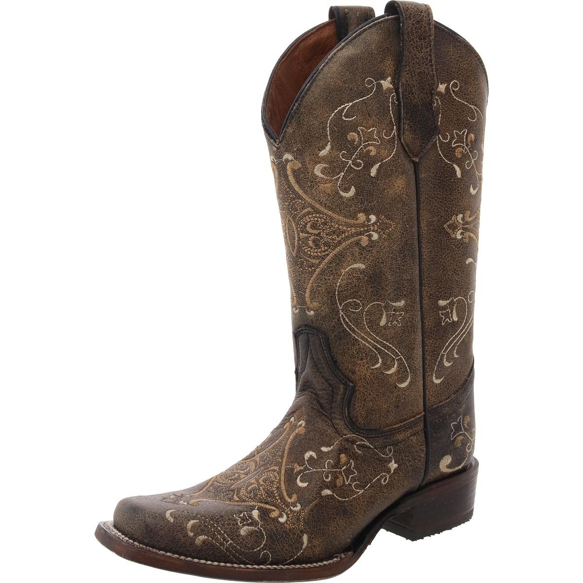 Женские коричневые ковбойские сапоги в стиле вестерн с вышивкой Circle G 6 Medium (B, M) BHFO 1968