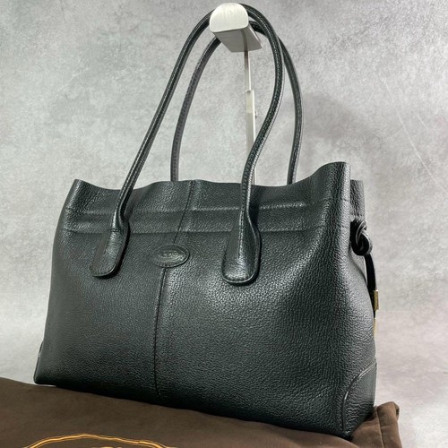 TODS Gilleri Tote Bag Green Leather A4 Womens Handbag with Handles