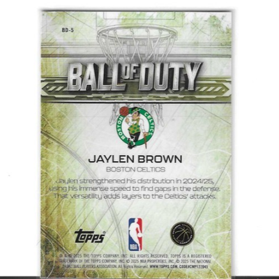 2025-26 Topps Chrome Jaylen Brown Ball Of Duty BD-5 Boston Celtics