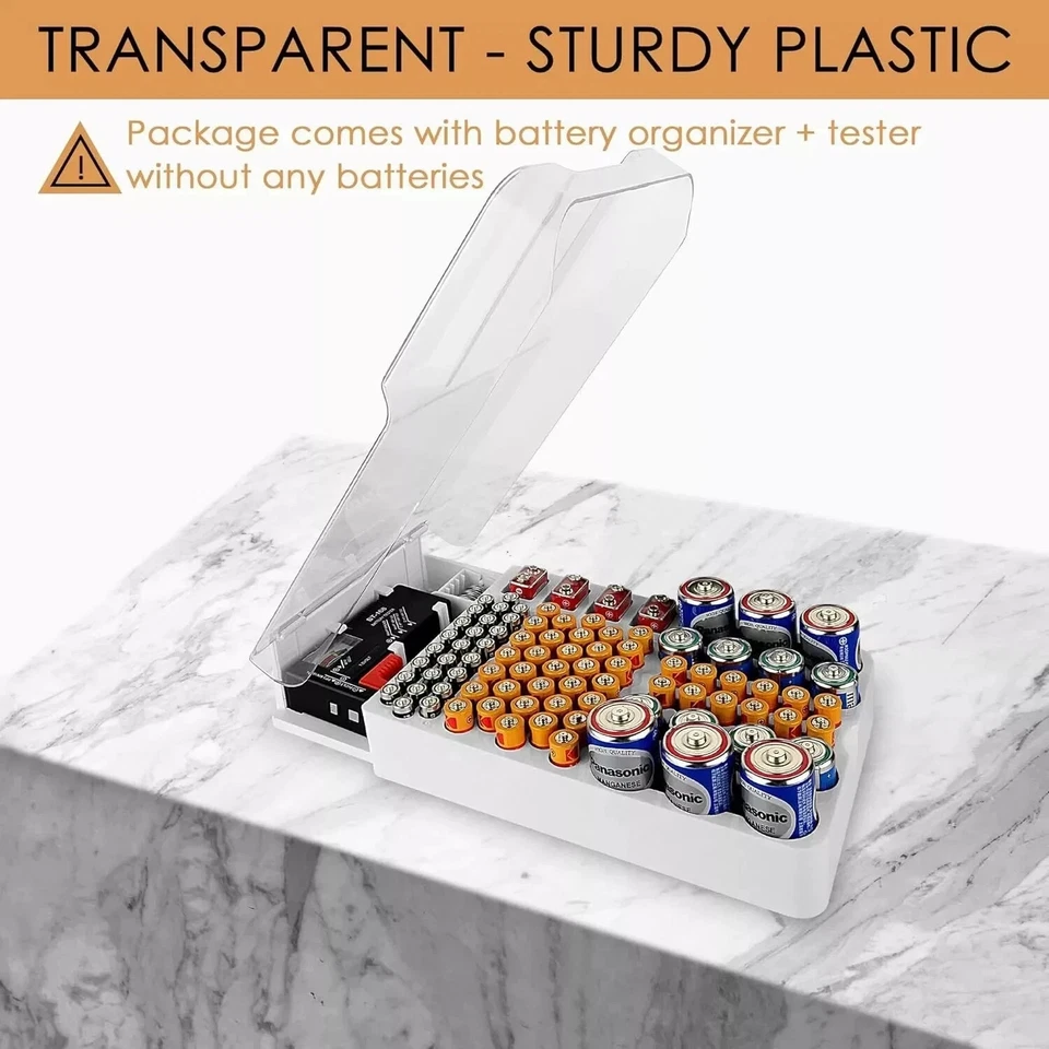 Battery Organiser Storage Case Box Holder with Tester AA AAA CD 9V System Home - Image 4 of 4