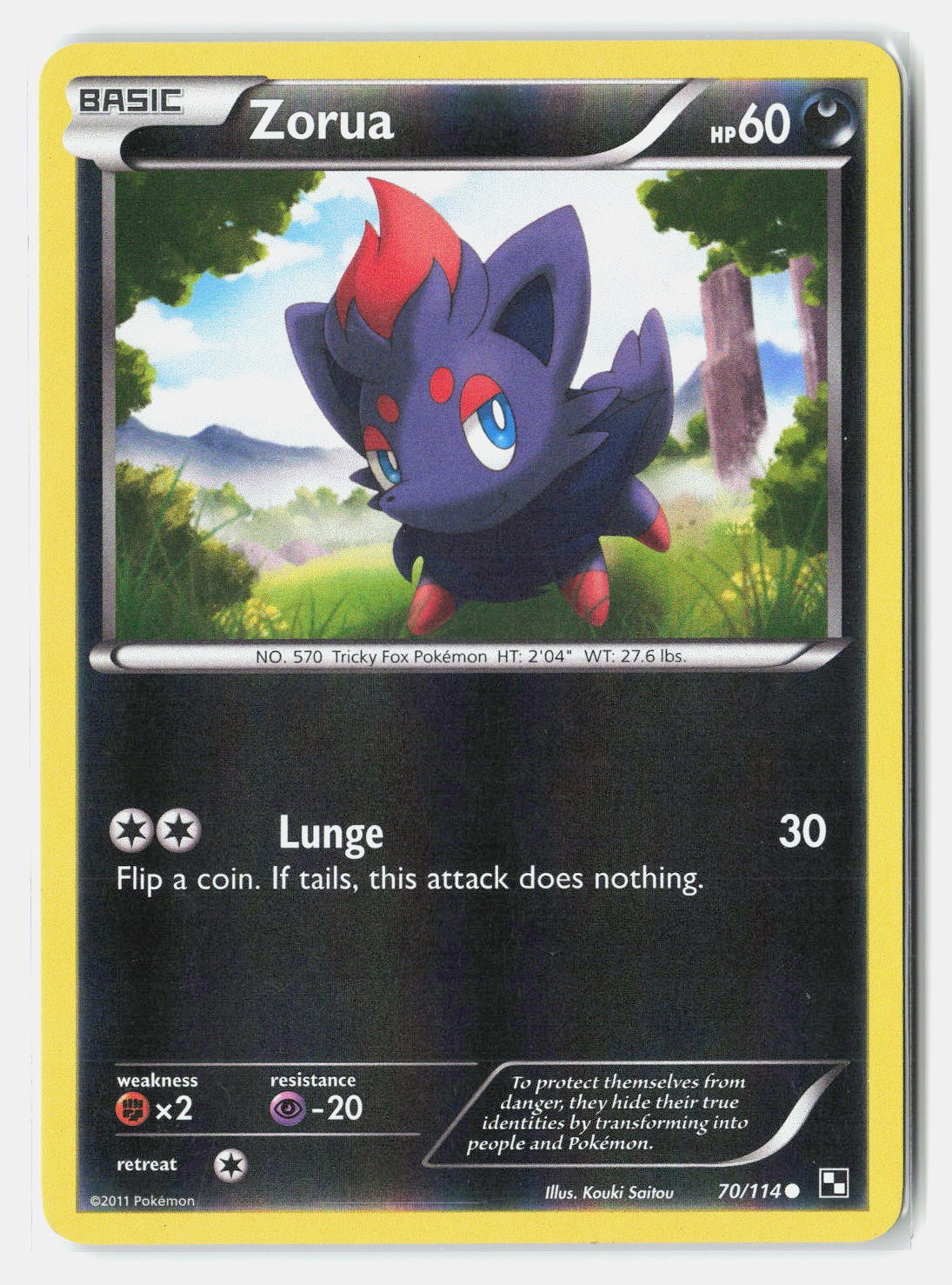Zorua Reverse Holo Common Black and White 70/114 LP