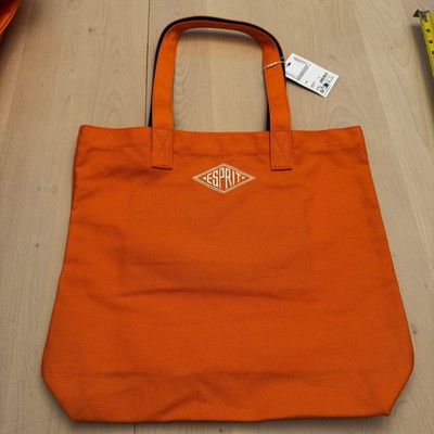 ESPRIT Vintage Throw-back 90's Orange Blue Canvas Tote NWT Authentic
