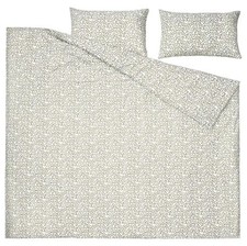 IKEA SORGMANTEL King Size Duvet Cover 2 Pillowcases White Green Floral 220 x 240