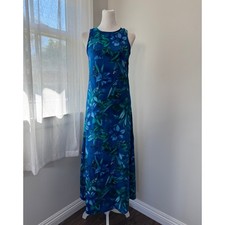 Vintage Y2K All That Jazz Royal Blue & Teal Sleeveless Maxi Dress