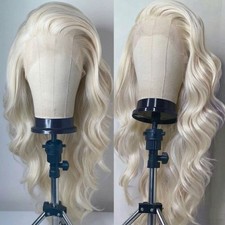 Frontal Lace Wigs Synthetic Hair Long Wavy Platinum blonde Invisible Lace
