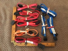 lot Of 9 11-22  Straight SATA III Data Cables Hard Drive Used Blue Have 90 Deg.