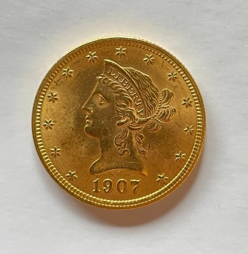 US Gold $10 Liberty Head Eagle Coin 1907