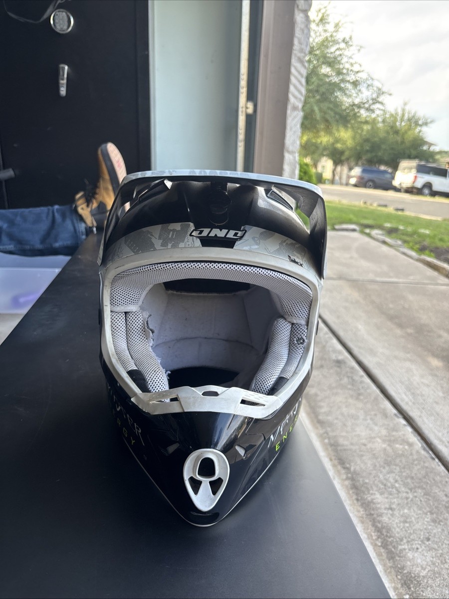 Onc Monster Energy Motocross Full Face Helmet With Broken Right