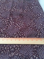 Lightweight woven polyester fabric dark burgundy/ small floral 2 yds 14" x 44"
