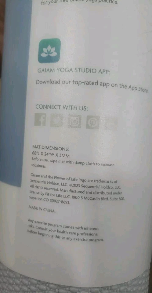 Gaiam Estera de Yoga Clásica 3MM Lago Gris Claro Ligera Portátil Antideslizante NUEVA Foto 4 de 4