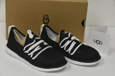 New UGG Uggs Kids Girls CAMBRIAN Sneakers Mesh Black White Shoes UK EU 