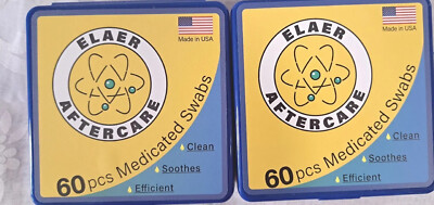 2 Pack Elaer  Ear Body Piercing Aftercare 60 Count Ea Medicated Swabs EXP: 04/25