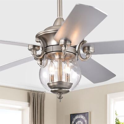 Anisma Anna SILVER 28 Inch Mid-Century Modern Style Lighted Ceiling Fan w  Remote