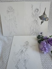 Original Fantasy Character Sketche Set-Hand-Drawn 16?x12? Art-Ethereal & Nature