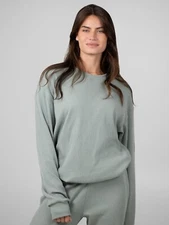 Comfrt Women’s Waffle Lounge Long Sleeve + Pants  In Sage Green Size 3XL New