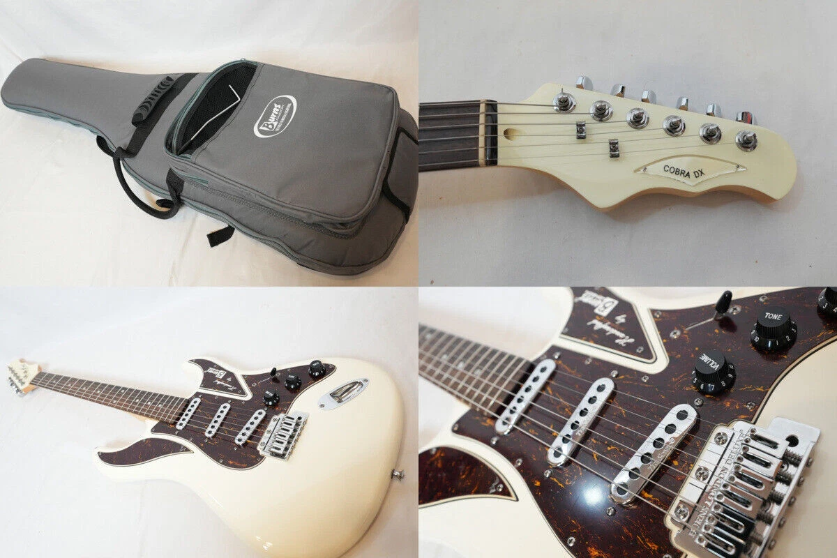 Used BURNS LONDON COBRA DX Pearl White Electric Guitar Good Condition W/GB