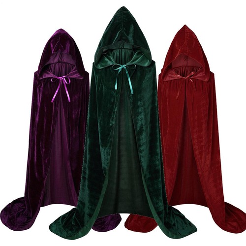 Adult /kid Velvet Vampire Cloak Cape Hooded Robes Witch Cosplay Costume Props