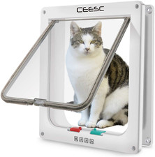 Extra Large Cat Door Outer Size 11"X9.8" , Weatherproof, White, ABS Material, 4